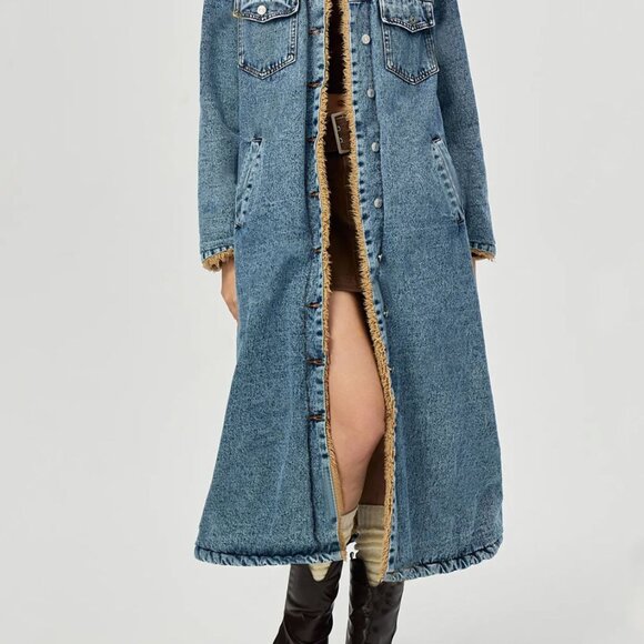 KayBee Pocketed Button Up Denim Jacket with Faux Fur Lining - Picture 5 of 5